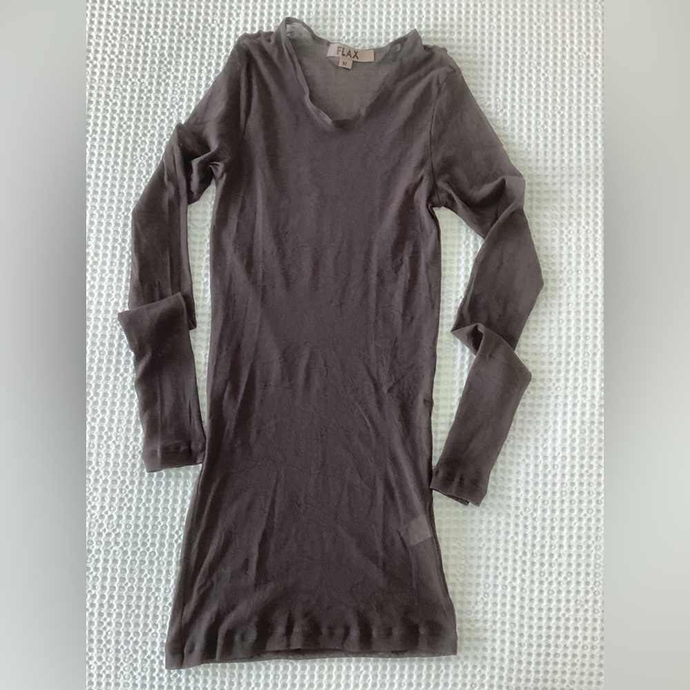 Flax chocolate color.  Long Sleeve Dress/Tunic